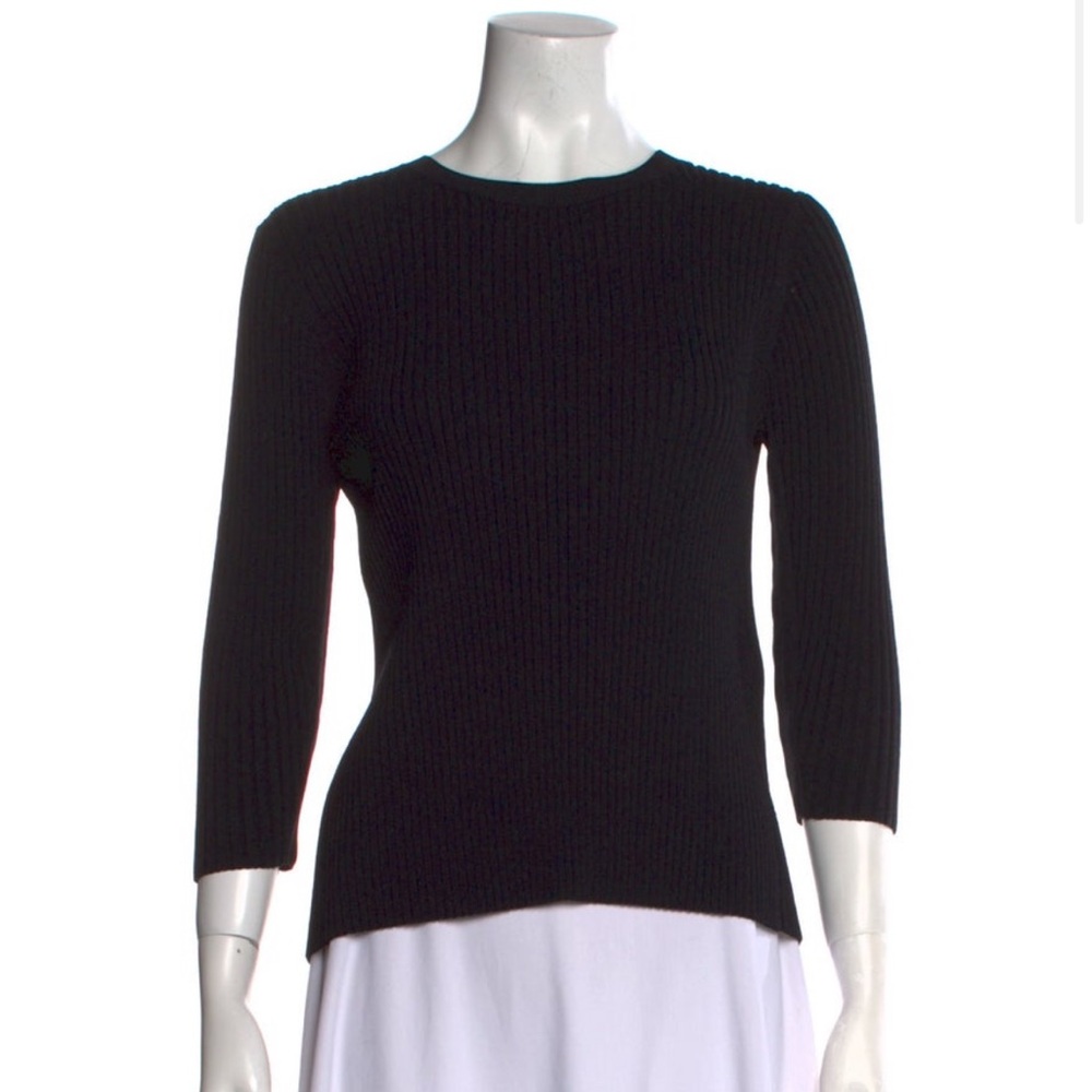 Maje Black Open Back Top With Bow Detail | 3/4 Sleeve | Parisian Chic
